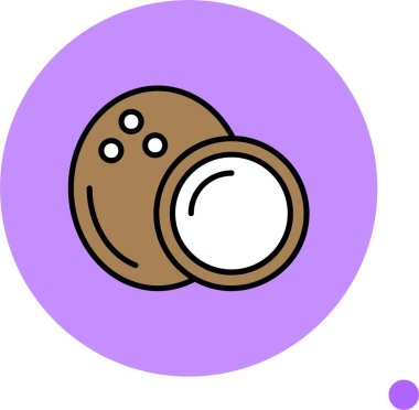 Tam hindistan cevizi ve mor arka planda yarım hindistan cevizi.