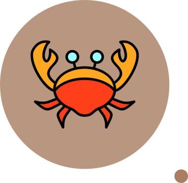 Kahverengi dairenin içinde büyük pençeleri olan çizgi film yengeci