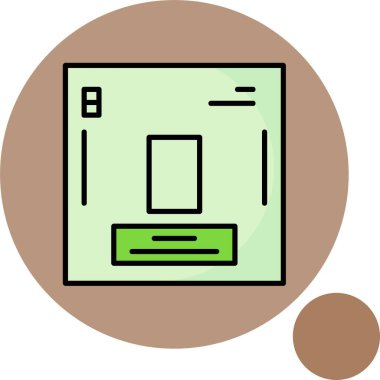 Kahverengi dairesel arkaplan içinde yeşil paket simgesi