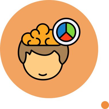 Çizgi film karakteri renkli beyin çizelgesi simgesini analiz ediyor