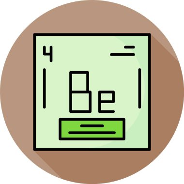 Periyodik tabloda Berilyum element sembolü gösterilir