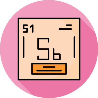 Pembe arkaplan ile biçimlendirilmiş antimon ögesi simgesi