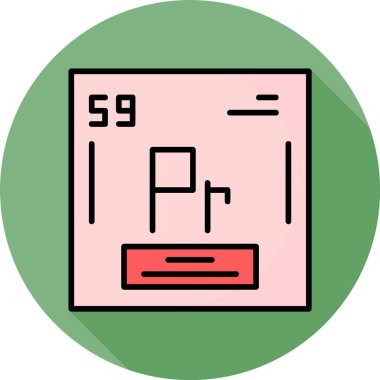 Praseodymium element sembolü periyodik tablo çizimi