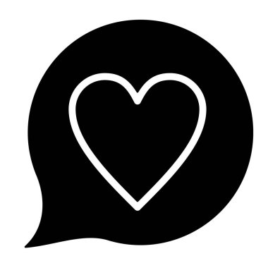 Ana hatları çizilmiş kalp şeklini içeren siyah konuşma balonu