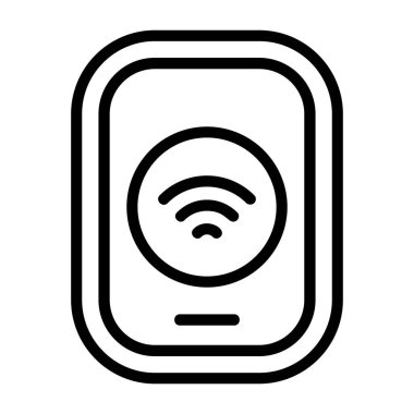 Sinyal çizgileri olan kablosuz ödeme terminali simgesi