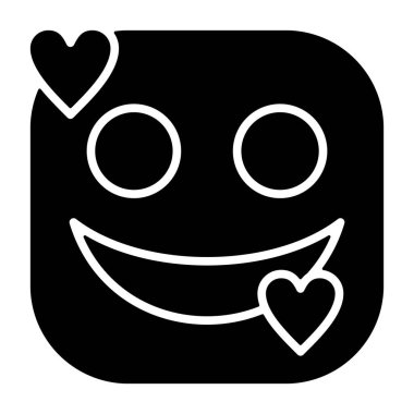 İki kalbi olan gülen yüz ikonu