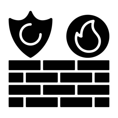 Kalkan ve alev sembolünü gösteren güvenlik duvarı simgesi