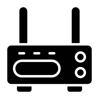 Siyah kablosuz yönlendirici ayakta duran iki anten gösteriyor