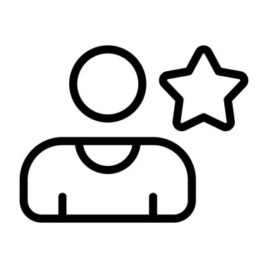 Ana hatları çizilmiş yıldız sembolü olan basit bir kişi simgesi