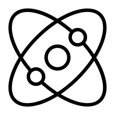 Yörüngedeki elektronları gösteren basit siyah atom simgesi