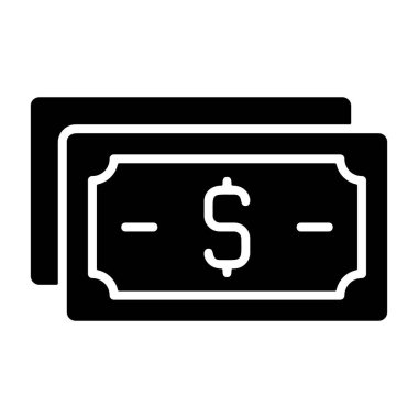 Birikmiş dolar banknotları simgesi para birimi sembolünü gösterir