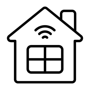 Akıllı Ev simgesi beyaz arka gorund, vektör illüstrasyonu