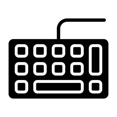 Beyaz arka gorund üzerinde klavye simgesi, vektör illüstrasyonu