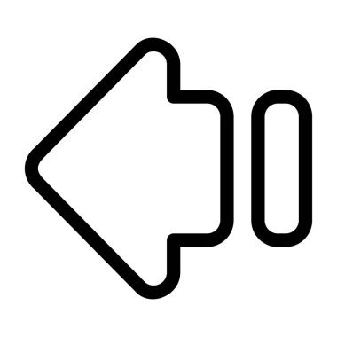 Beyaz sırt gorandasında geriye doğru ok simgesi, vektör illüstrasyonu