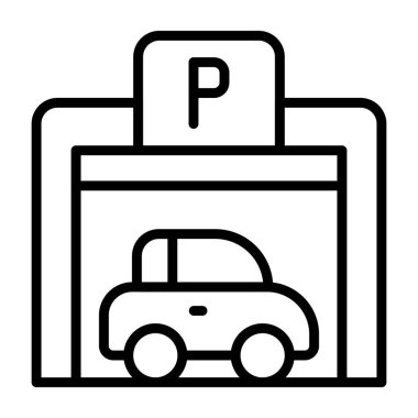 Beyaz sırtlı, vektör illüstrasyonlu yaya otoparkı simgesi