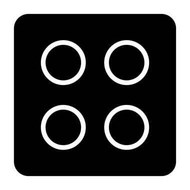 Dört beyaz daire içeren siyah kare