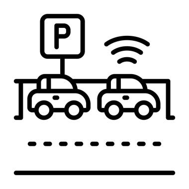 Akıllı park levhasının yanına iki araba park ediyor.