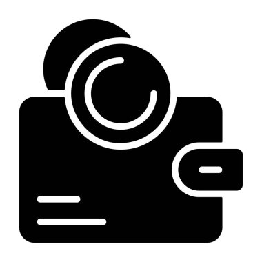 Cüzdan büyük sikke tutuyor basit siluet simgesi