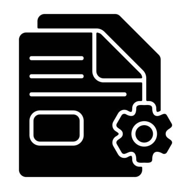 Dosya Ayarları simgesi, beyaz geri gorund, vektör illüstrasyonu  