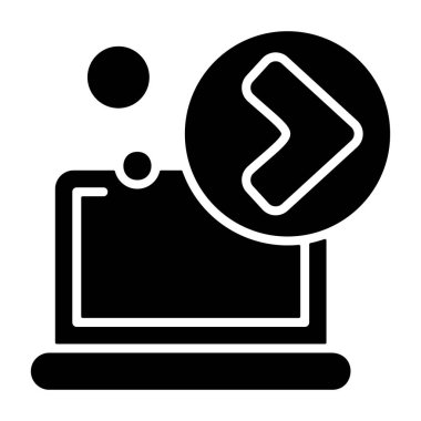 Okun sembolü olan soyut dizüstü bilgisayar simgesi