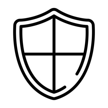 Çapraz dizaynlı basit çizilmiş kalkan simgesi