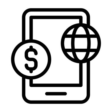 Dolar sembolü ve küreyi gösteren mobil aygıt