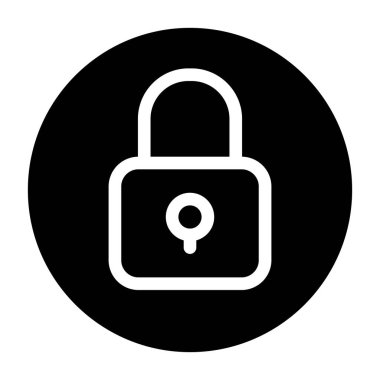 Siyah dairenin içindeki basit asma kilit simgesi