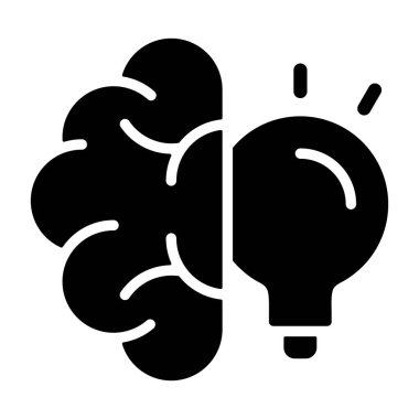 Beyin fırtınası simgesi, siyah işaret beyaz arkaplanda izole edildi