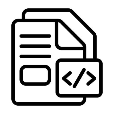 Beyaz arkaplan, vektör illüstrasyonunda kod dosya simgesi  