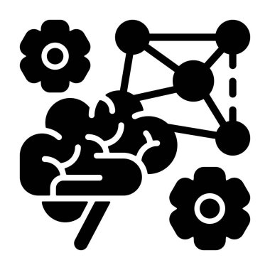 Nöral Yol simgesi, siyah işaret beyaz arkaplanda izole edildi