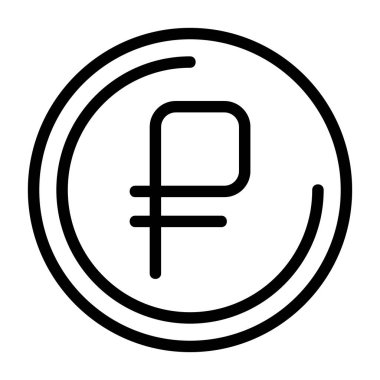 Ruble icon, black sign isolated on white background