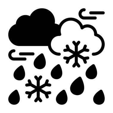 Freezing Rain icon, black sign isolated on white background