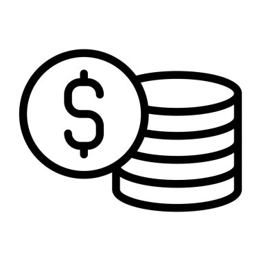 Sikke Yığını simgesi, siyah işaret beyaz arkaplanda izole edildi