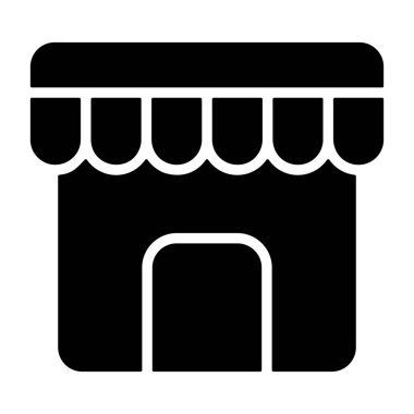 Store icon, black sign isolated on white background