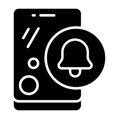 Notification icon, black sign isolated on white background