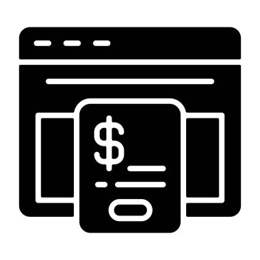 Pricing page icon, black sign isolated on white background