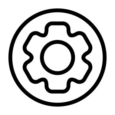 Dairesel sınır içindeki siyah çizgili dişli