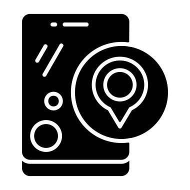 Geniş konum simgesi gösteren akıllı telefon