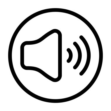 Siyah çizgili hoparlör simgesi ses dalgaları yayıyor