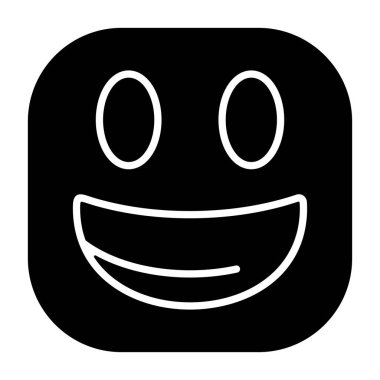 Yuvarlak siyah arkaplan ile gülen yüz simgesi