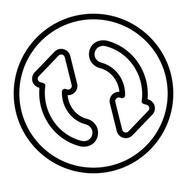 Çemberin içinde dairesel hareket oluşturan iki eğri ok.