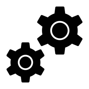 Beyaz arkaplanda birbirine kenetlenen iki siyah dişli.