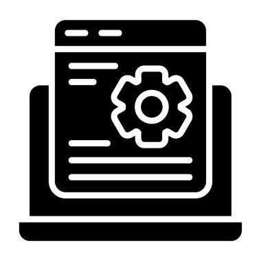 Dişli simgesi ayarlarıyla web sayfasını gösteren dizüstü bilgisayar