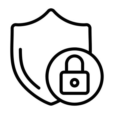Güvenli asma kilit sembolü içeren kalkan simgesi