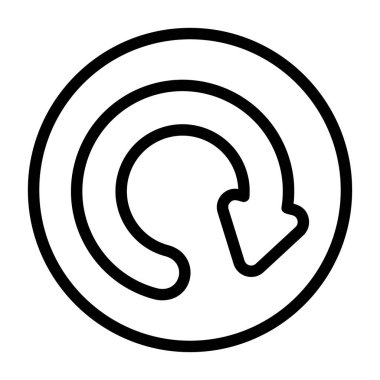 Ana hatları çizilmiş çemberin içindeki siyah dairesel ok simgesi