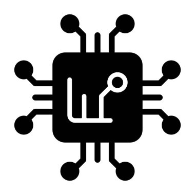 Devre çizgileri içeren soyut mikroçip simgesi