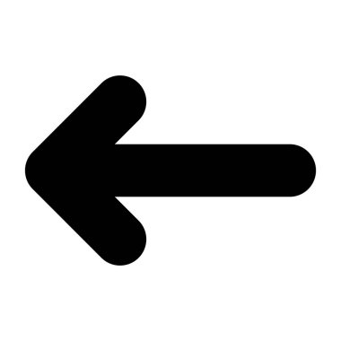 Beyaz arkaplanda Uzun Sol Ok simgesi, vektör illüstrasyonu 