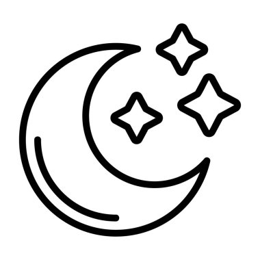 Üç parıldayan yıldızın yanında parlayan hilal.