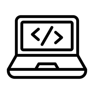 Açık dizüstü bilgisayarda gösterilen kodlama sembolü