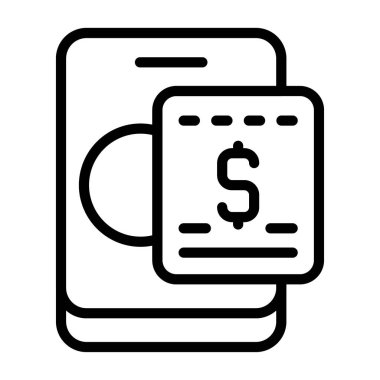 Dijital ödeme makbuzu simgesini gösteren mobil aygıt